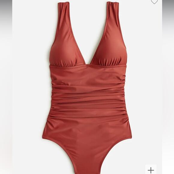 🆕 J. Crew Sexy V One Piece Red Brown Clay Swimsuit Plus 22 NEW NWT Blogger - Picture 3 of 15